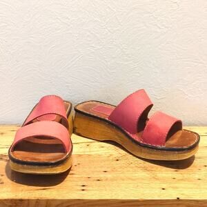 Tsonga Made in Africa Salmon Color Two Leather Strap Slide Sandal Size US 6.5